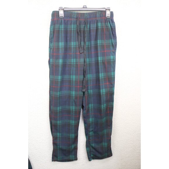 Cuddl Duds Navy/Green Plaid Pajama Set-Size Medium-Drawstring-Pockets-Classic - Picture 2 of 16